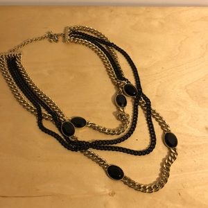 Black and gold chain layered necklace